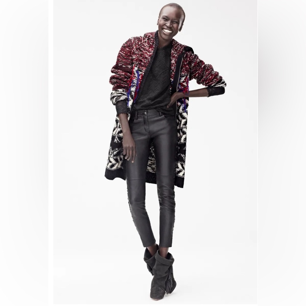 Isabel Marant for H&M black leather pants side ties 6 NWT